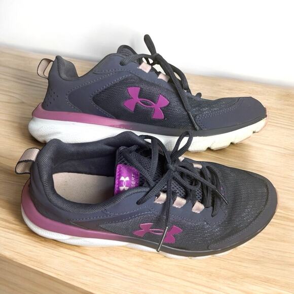 UNDER ARMOUR Grade School Assert 9 Running Shoes Tempered Steel, Size 6.5Y Girls - Picture 1 of 7